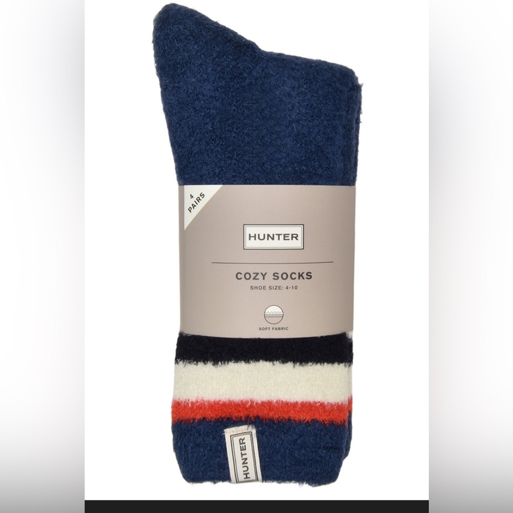 Hunter Cozy Socks - Navy and Red Stripes - 4 Pairs